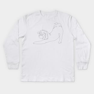 One line Shih tzu Downward Dog Kids Long Sleeve T-Shirt